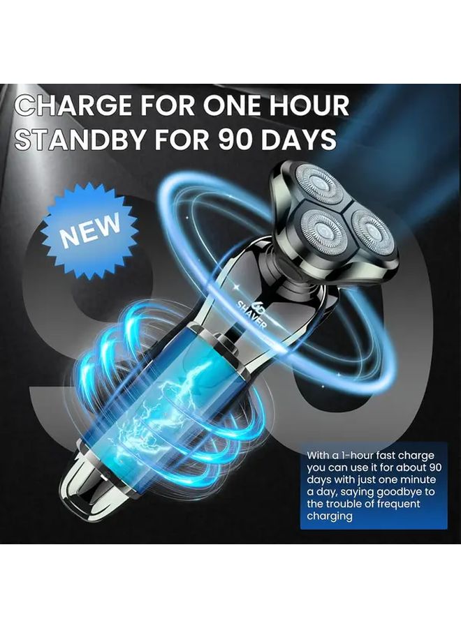 ماكينة الحلاقة الكهربائية المستقلة للرجال السوداء مع رأس عائم وشحن USB - Image 4